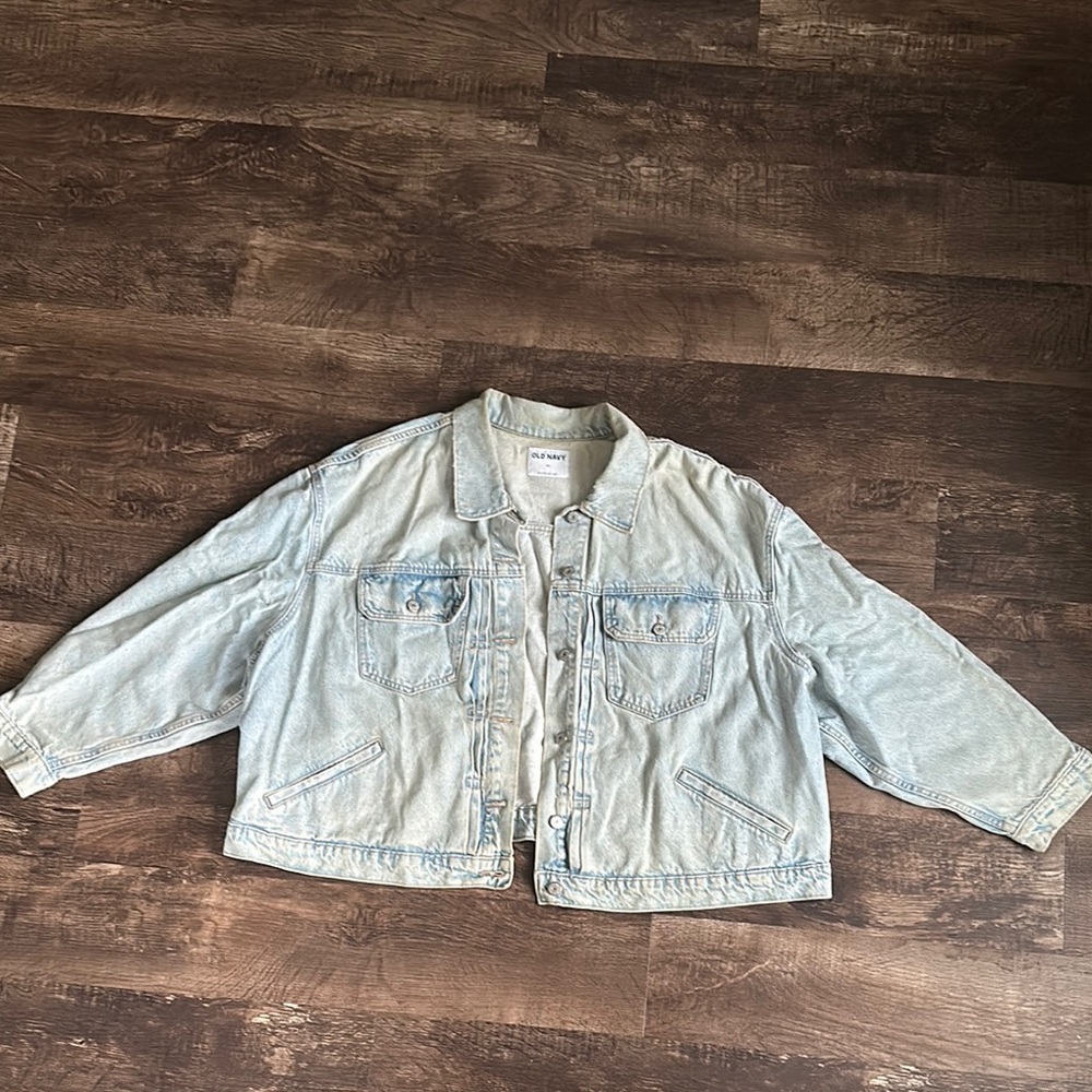 Old Navy Blue Jean Jacket Cropped Casual Fit